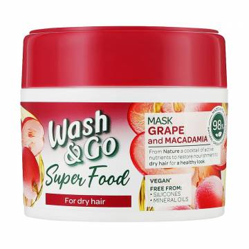 Маска Wash&Go Super Food Mask для сухих волос, с виноградом и макадамией, 300 мл