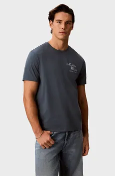 Мужская синяя футболка 30S EU CK TRVL LINES SEASONAL Зеленый XXL Calvin Klein Jeans LV04RG837G