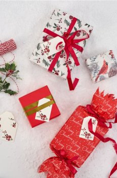 Набір різдвяного подарункового паперу - червоний