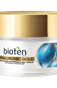 Дневной крем для лица Bioten Hyaluronic Gold Replumping Antiwrinkle Day Cream SPF 10 против морщин, 50 мл