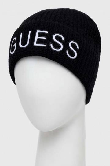 Шапка с примесью шерсти Guess цвет чёрный Шапка с примесью шерсти Guess цвет чёрный