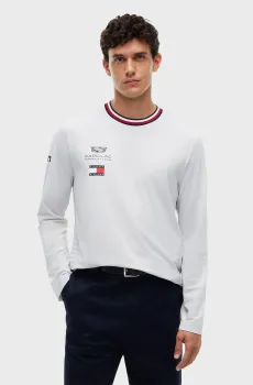 Мужской светло-серый лонгслив TH x Cadillac Formula 1® Team REPLICA LS SET UP TEE Серый XXL Tommy Hilfiger MN0MN00123