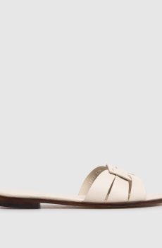 Кожаные шлепанцы цвета айвори