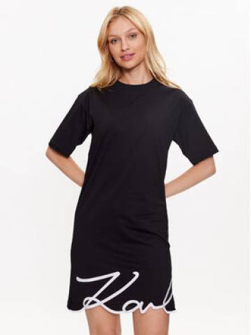 KARL LAGERFELD Повсякденна сукня Signature 231W1357 Чорний Relaxed Fit KARL LAGERFELD Повсякденна сукня Signature 231W1357 Чорний Relaxed Fit