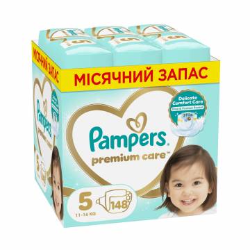 Подгузники Pampers Premium Care размер 5 (11-16 кг), 148 шт Подгузники Pampers Premium Care размер 5 (11-16 кг), 148 шт