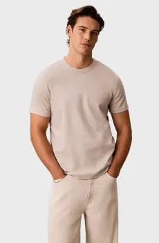 Мужская бежевая футболка TEXTURED STRIPE Бежевый L Calvin Klein LV04LG203G