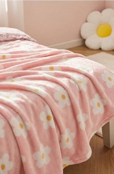 Плед з квітковим візерунком - пастельний рожевий