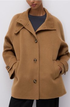 Reserved - Класичне пальто з тканини з додаванням вовни handmade - бежевий - 527IA-80X