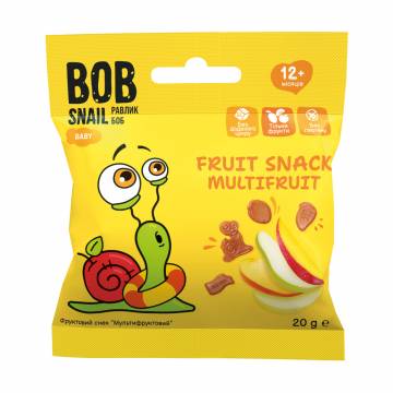 Фруктовый снек Bob Snail Мультифруктовый, от 12 месяцев, 20 г Фруктовый снек Bob Snail Мультифруктовый, от 12 месяцев, 20 г