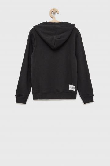 Детская хлопковая кофта Calvin Klein Jeans цвет чёрный с принтом Детская хлопковая кофта Calvin Klein Jeans цвет чёрный с принтом