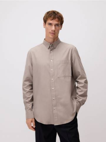 Reserved - Сорочка regular fit із додаванням ліоцелу - бежевий - TH536-80X Reserved - Сорочка regular fit із додаванням ліоцелу - бежевий - TH536-80X