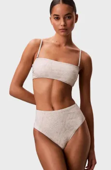 Женские трусики от купальника с узором HIGH WAIST BIKINI Серый S Calvin Klein LV00Q62706