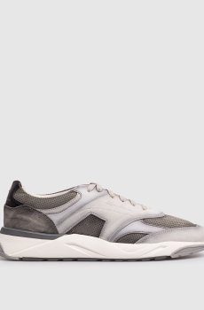 Серые замшевые кроссовки с тиснением логотипа