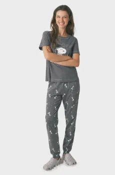 Женская серая пижама (футболка, брюки) Snoopy Серый M womensecret 3132165