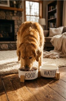 Набір керамічних мисок для тварин Food & Water - білий