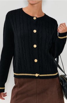 Розстібний светр на гудзиках - чорний