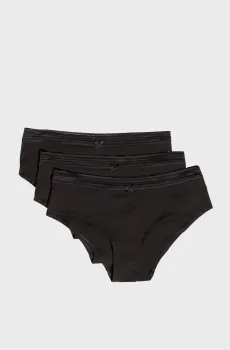 Женские черные трусики-шорты (3 шт) JACK Черный XS Etam 6546926