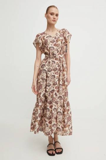 Платье с примесью шелка Bruuns Bazaar ZeodaryBBMaysie dress цвет розовый maxi расклешённое BBW3934 Платье с примесью шелка Bruuns Bazaar ZeodaryBBMaysie dress цвет розовый maxi расклешённое BBW3934