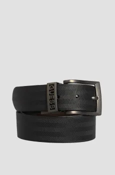 Мужской черный кожаный ремень с узором Черный M Guess M5YZ13.L0WP0;JBLK