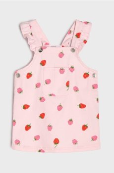 Джинсова сукня з малюнком полуниць - пастельний рожевий