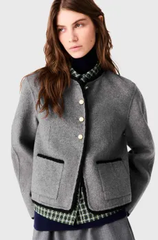 Женское серое шерстяное платье Серый 34 MAJE MFPOU01490_Light Grey
