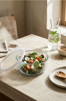 Рифлений скляний контейнер для зберігання продуктів - clear