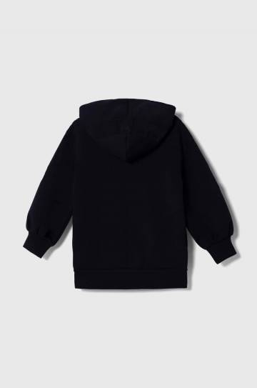 Детская кофта Emporio Armani цвет синий с капюшоном с аппликацией Детская кофта Emporio Armani цвет синий с капюшоном с аппликацией