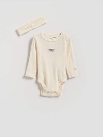 Reserved - BABIES` BODY SUIT & HEADBAND - кремовий - 811GK-01X