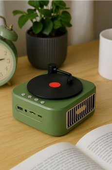 Bluetooth-колонка у формі вінілового програвача - блідо-зелений