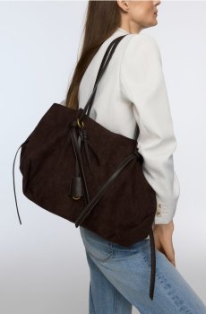 Reserved - Сумка-шопер з екошкіри - темно коричневий - 764CP-89X