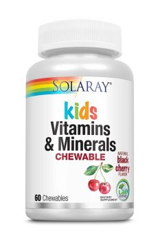 Витамины и минералы для детей Solaray Childrens Chewable Vitamins & Minerals со вкусом черной вишни, 60 жевательных таблеток
