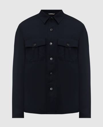 Синяя рубашка из шерсти