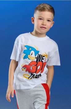 Бавовняна футболка з принтом Sonic the Hedgehog - білий