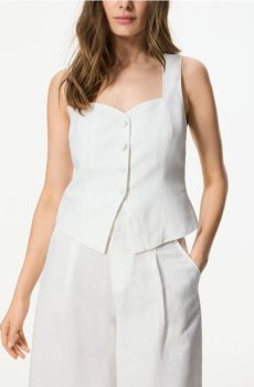 Reserved - Жилет з льоном - білий - 932HU-00X