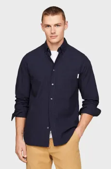 Мужская темно-синяя рубашка NEW ESS TEXTURED CHK Синий M Tommy Hilfiger MW0MW33806