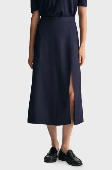 Женская темно-синяя льняная юбка REL MIDI LINEN BLEND Синий 40 Gant 4400123