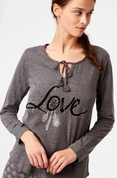 Женский серый лонгслив TEO Серый S Etam 6502967