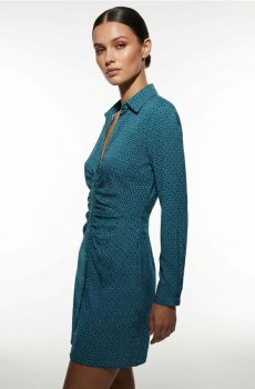 Віскозна сорочкова міні сукня зі зборами - світло-зелений