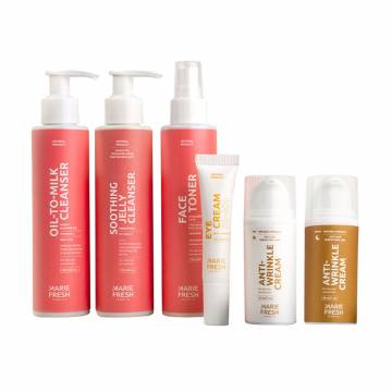 Набор Marie Fresh Cosmetics Комплексный уход за зрелой сухой и нормальной кожей лица, 6 продуктов (с гелем) Набор Marie Fresh Cosmetics Комплексный уход за зрелой сухой и нормальной кожей лица, 6 продуктов (с гелем)