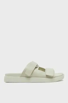 Женские бежевые кожаные слайдеры FLAT Бежевый 36 Calvin Klein HW0HW02489