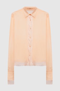 Оранжевая блуза с кружевом