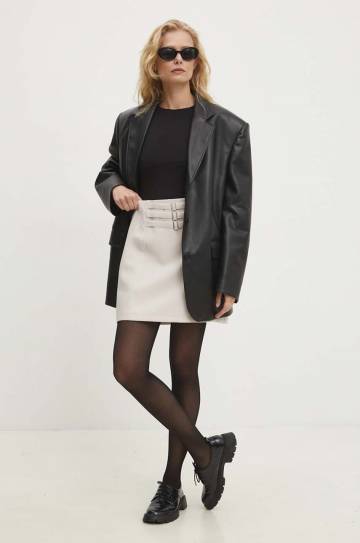 Юбка Answear Lab цвет бежевый mini расклешённая Юбка Answear Lab цвет бежевый mini расклешённая