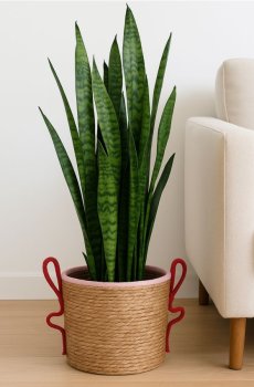 Плетений квітковий горщик - червоний