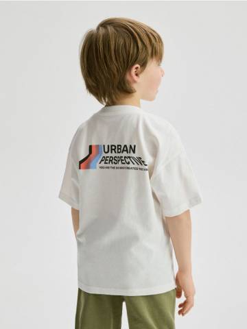 Reserved - Бавовняна футболка з принтом - кремовий - 077CJ-01X