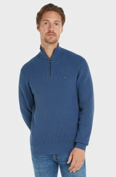 Мужская синяя кофта REFINED STRUCTURE ZIP MOCK Синий L Tommy Hilfiger MW0MW35471