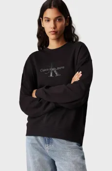 Женский черный свитшот GLOSSY MONOLOGO REGULAR CREWNECK Черный L Calvin Klein Jeans J20J224724