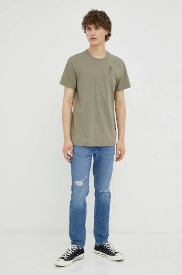 Хлопковая футболка G-Star Raw цвет зелёный с принтом Хлопковая футболка G-Star Raw цвет зелёный с принтом
