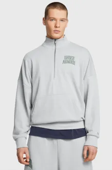 Мужская серая спортивная кофта UA Icon HWT Terry OS 1/2 Zip Серый XL Under Armour 1386550-011