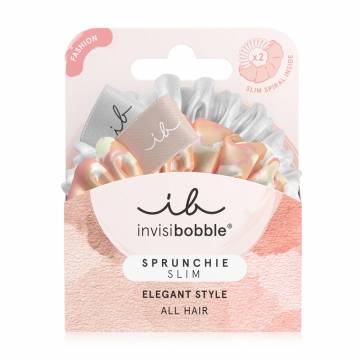Резинка-браслет для волос Invisibobble Sprunchie Slim Bella Chrome Оранжевая и серая Резинка-браслет для волос Invisibobble Sprunchie Slim Bella Chrome Оранжевая и серая