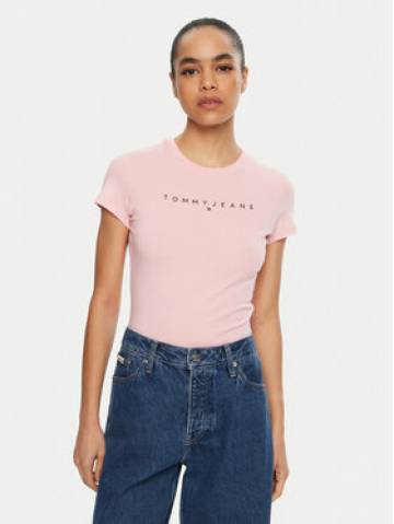 Tommy Jeans Футболка Linear DW0DW18398 Рожевий Slim Fit Tommy Jeans Футболка Linear DW0DW18398 Рожевий Slim Fit